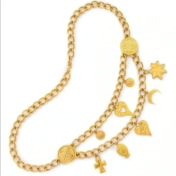 Escada Women’s Vintage Couture Gilded Gold Chain Charm Belt - Picture 2 of 16